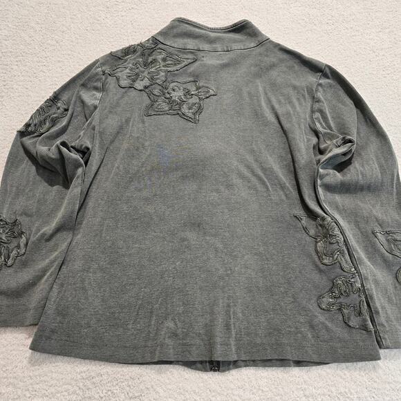 Chico's Full Zip Embroidered Cotton Jacket Chico's Size 1 (S) Moss Green - Picture 9 of 10